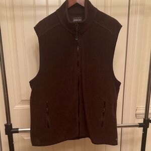 St. John's Bay Men's Brown Plush Fleece Zip-Up Vest-Sz Large
